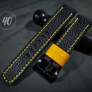 Black Dollaro Leather watch strap, Black leather watch strap, 16mm, 17mm, 18mm, 19mm, 20mm, 21mm, 22mm, 23mm, 24mm, 25mm, 26mm