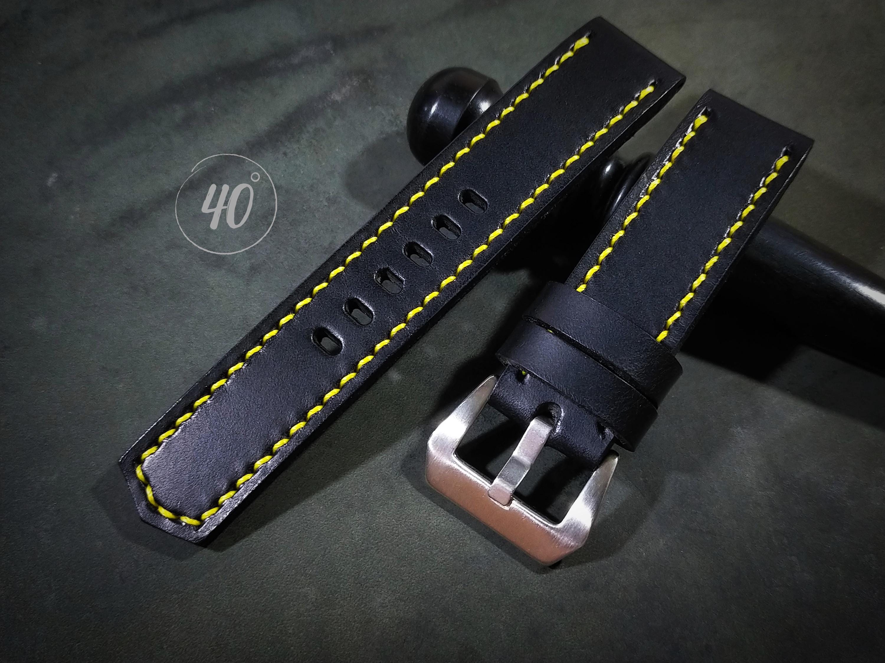 Buttero Leather Watch Strap, Black Leather Watch Strap, 16mm