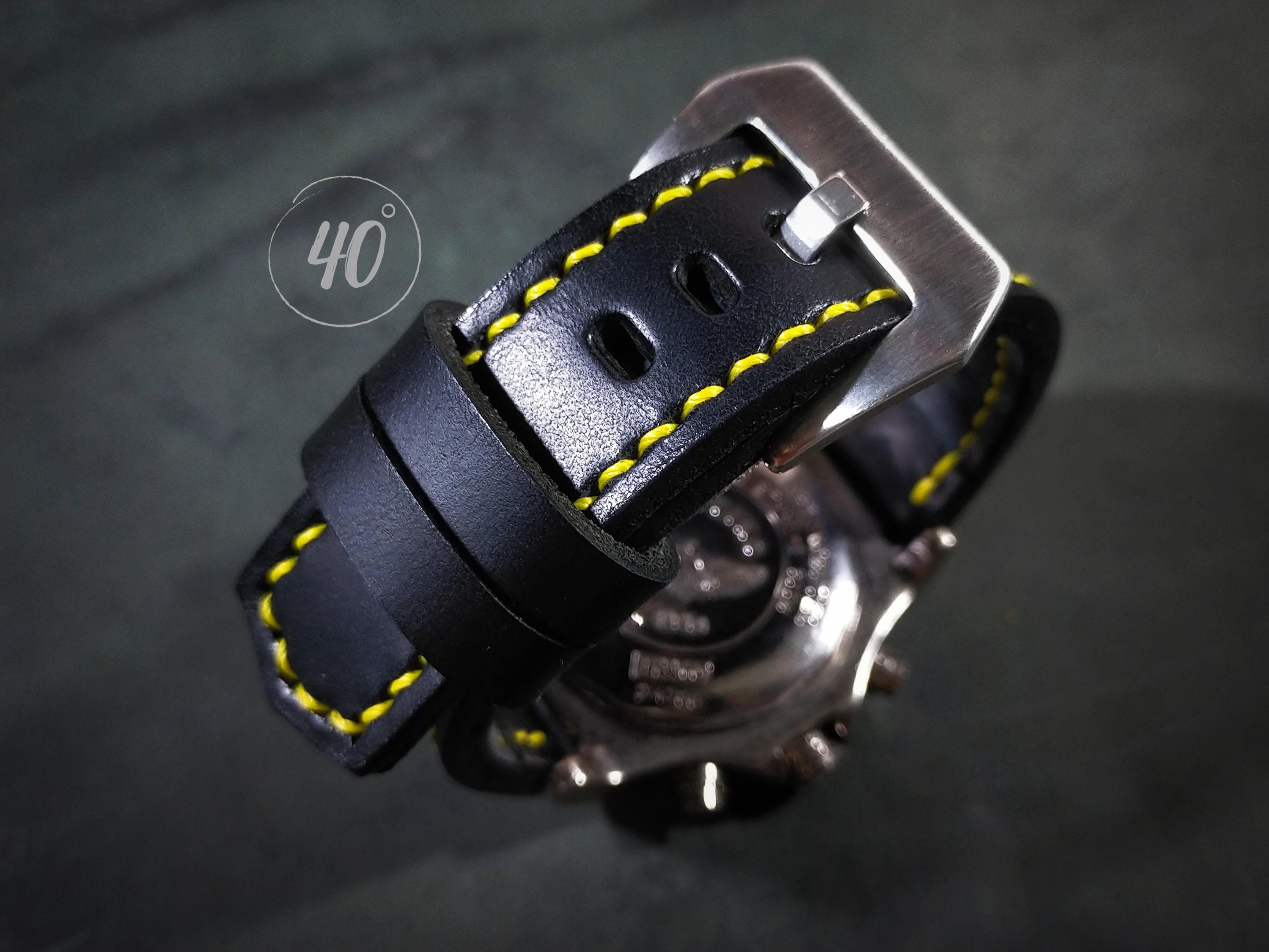 Buttero Leather Watch Strap, Black Leather Watch Strap, 16mm