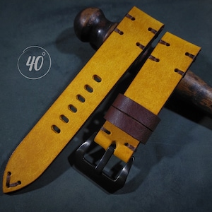 Yellow Pueblo Leather watch strap, leather watch strap, 16mm, 17mm, 18mm, 19mm, 20mm, 21mm, 22mm, 23mm, 24mm, 25mm, 26mm