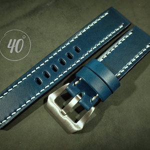 Buttero Leather watch strap, Blue leather watch strap, 16mm, 17mm, 18mm, 19mm, 20mm, 21mm, 22mm, 23mm, 24mm, 25mm, 26mm