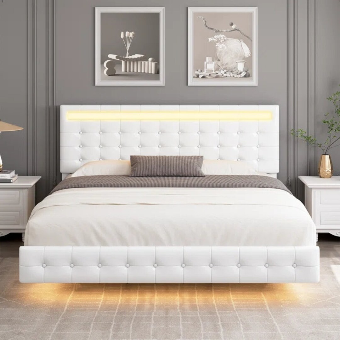 Tufted Low Profile Platform Bed Etsy