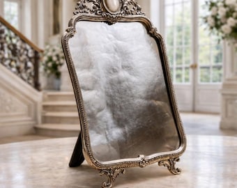 Pedro Durán Sterling Silver 925 Photo Frame & Mirror, Imperial Crest, Vintage c.1980, Tabletop Easel, 42x25cm