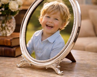 Vinard Sterling Silver Oval Photo Frame 925, 29×22 cm — Hallmarked Classic Design, Spanish Silver Elegance