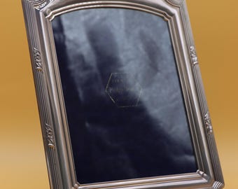 Pedro Durán Signed Sterling Silver 925 Photo Frame, Neoclassical Floral Crown Crest, Spanish Luxury, Circa 1960, 32 × 23 cm, 900 g