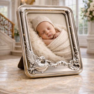 Pedro Durán Sterling Silver Baby Photo Frame (.925) | Hallmarked  Vintage Spanish Christening Gift  Rare Discontinued  17 × 13 cm