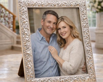 Pedro Durán Sterling Silver 925 Photo Frame with Architectural Pediment, High-Relief Rococo Acanthus & Floral Repoussé, c.1980, 36x24 cm