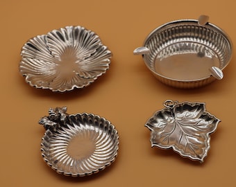 Set med 4 spanska askfat i sterlingsilver 925 — Pedro Durán & Montejo signerade, stämplade Silver Décor-kollektionen