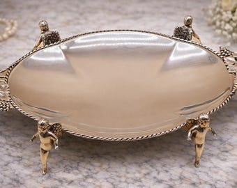 19th-Century Spanish Sterling Silver Centerpiece 925 — Winged Cherubs, Hand-Chased Design, Hallmarked Masterpiece