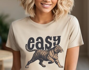 Easy Tiger Vintage Shirt, Retro Tiger Unisex Shirt, Y2K Tiger Graphic Shirt, Retro Boho Tiger Shirt, 90s Style Shirt