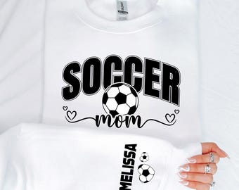 Personalized Soccer Mom Kids Name On Sleeve Sweatshirt,Custom Mom Soccer Sweatshirt,Soccer Mama Sweatshirt,Gift for Soccer Mom,Soccer Season