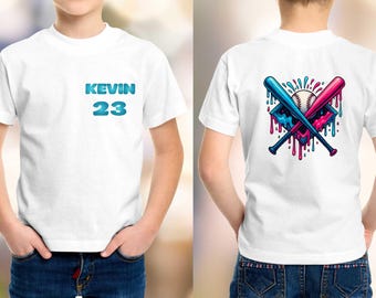 Custom Baseball Drip T-shirt With Name and Number, Baseball Drip T-shirt for Kids, Ice Cream Drip T-shirt Boy Birthday Baseball T-shirt
