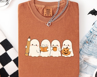 Halloween Teacher T-shirt, Spooky Teacher T-shirt, Halloween Gift for Teacher,Ghost Teacher T-shirt,Fall Autumn Teacher Tee,New Teacher Gift