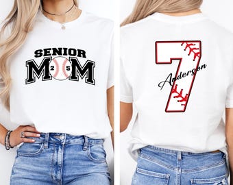 Custom Senior Baseball Mom T-shirt,Senior Baseball Mom T-shirt,Personalized Baseball Gift,Baseball Mom Gift,Baseball Mama Tee,Mother's Day