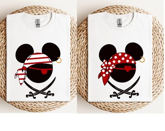 Custom Disney Pirates Costume  Shirt, Family Halloween Matching Shirt, Mickey And Minnie Group Shirt, Mickey And Minnie Halloween Shirt