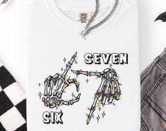6 7 Meme Shirt, Funny Skeleton Hands Tee, Halloween Couples Shirt, Trendy Six Seven T-Shirt, 67 Couples Tee