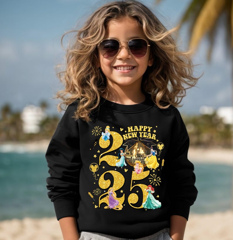 Disney Princess Happy New Year 2025 Sweatshirt, Disney Princess