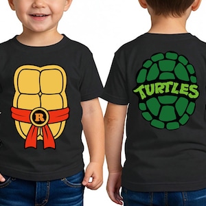 Retro Mutant Turtle T-shirt,Turtle Front and Back Print T-shirt, 90s Ninja Hero T-shirt,Funny Martial Arts Gift,Cowabunga Turtle Fan T-shirt