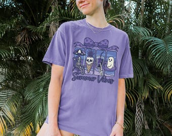 Summerween Ghost T-shirt, Summer Vibes T-shirt, Funny Summer T-shirt, Skeleton Beach Vibes T-shirt, Summer Skeleton Tee,Funny Skeleton Tee
