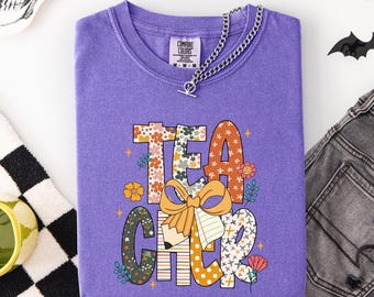Fall Teacher T-Shir; Comfort Colors Teacher Shirt, Halloween Teacher Pumpkin Tee, Autumn School , Back to School Teacher Outfit,Teacher Gift