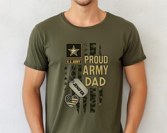 Custom Proud Army T-shirt,Personalized Army Dad T-Shirt, USA Army Family Outfits, Military Family Gifts,Fathers Day Gift