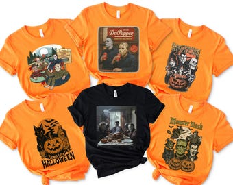 Halloween Horror Characters T-shirt; Spooky Characters, Retro Horror Shirt, Scary Movie Tee, Horror Halloween Gifts, Gift For Bestfriend