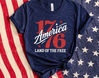 1776 America Land of the Free T-shirt, Patriotic T-shirt, 4th of July T-shirt, Independence Day Graphic, USA Vintage T-shirt,American Unisex