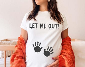Camiseta de Halloween para anunciar el embarazo; regalo de maternidad, revelación de bebé en octubre, embarazo de una mamá espeluznante, anuncio de bebé en octubre