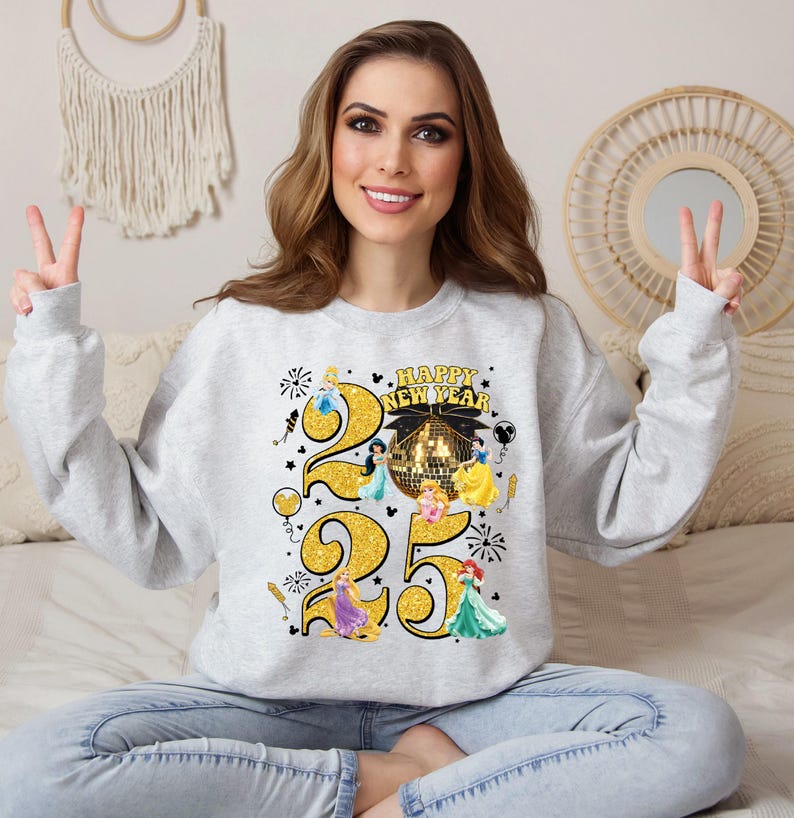 Disney Princess Happy New Year 2025 Sweatshirt, Disney Princess