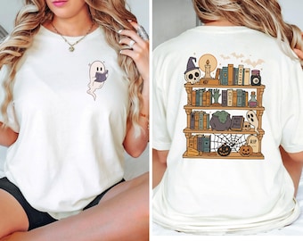 Ghost Book Reader T-shirt, Spooky Book Lover T-Shirt, Halloween Reading T-shirt, Cute Ghost Book Club T-shirt, Fall Reader Graphic T-shirt