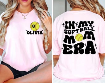 Custom In My Softball Mom Era T-shirts,Personalized Softball Mama T-shirt, Mother's Day T-shirt,Softball Game Day,Sports Mom,Softball Season
