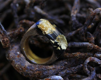 Secret wood ring epoxy gold