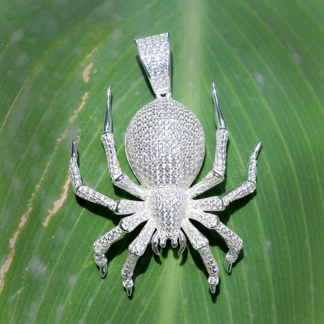 Tarantula Spider Pendant, Sterling Silver Tarantula Charm, Hip Hop