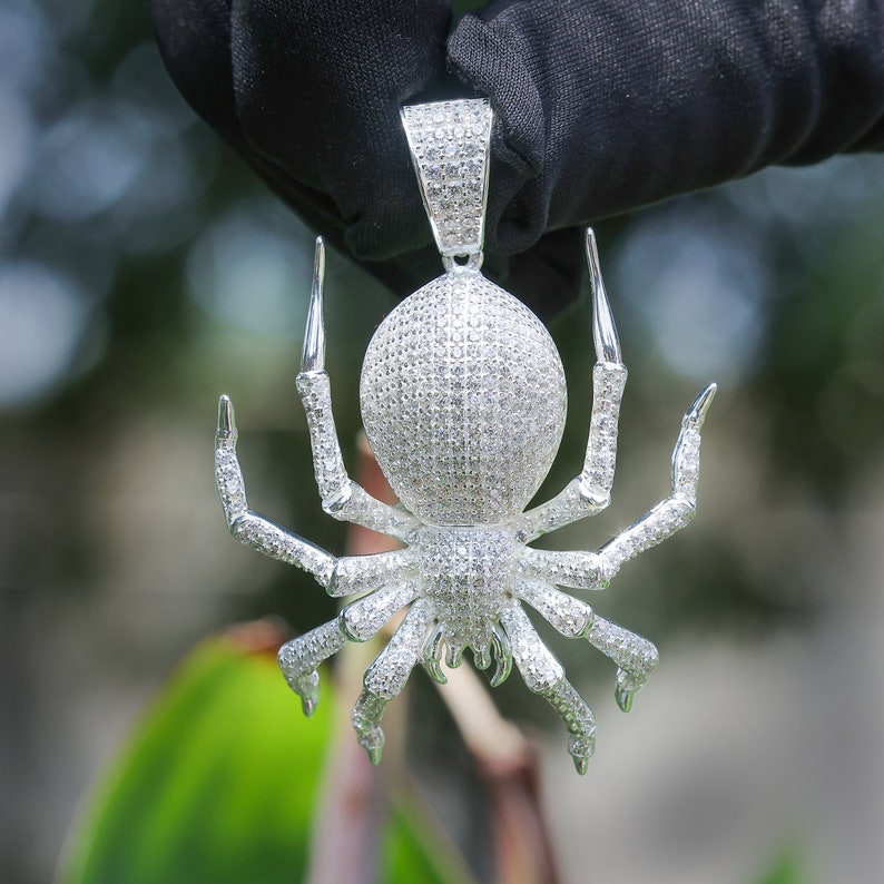 Tarantula Spider Pendant, Sterling Silver Tarantula Charm, Hip Hop