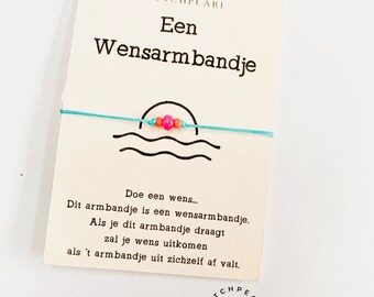 Een wensarmbandje - doe een wens - vriendschapsarmbandje - make a wish - kadootje onder 5 euro - zomer armbandje - wensarmband