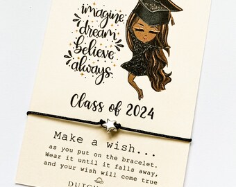 Wish bracelet - graduation - class of 2024 - choose hair color and skin color - she believed she could - graduation high  school