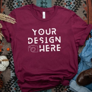 Bella Canvas 3001 Mockup Maroon, Bella Canvas 3001 TShirt Mockup, Maroon Shirt Mockup, Bella Canvas Mockup, Bella Canvas Mockup, Fall Mockup