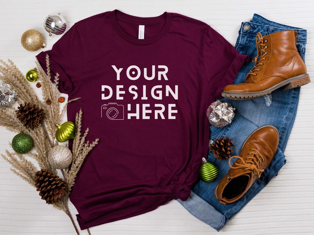 Bella Canvas 3001 Mockup Maroon, Bella Canvas 3001 Tshirt Mockup ...
