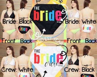 Custom Bride & Crew Matching Bikini Set; Bride Gift; Bridesmaid Gift; Create Your Personalize Gift Set; Strappy Bikini Set (AOP)