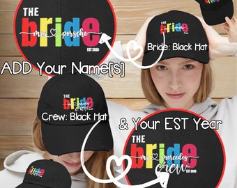 Aangepaste bijpassende hoeden voor bruid en bemanning; Bruid cadeau; Personaliseer cadeau voor bruid; Cadeau bruidsmeisje; Bijpassende hoeden voor groepen; Uniseks noodlijdende pet