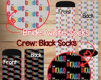 Bijpassende sokken bruid en bemanning; Groepsbijpassende set; Ontwerpen met verlooppatroon; Sublimatiesokken