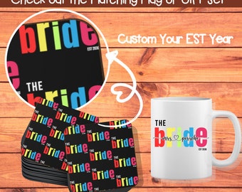 Aangepaste mini-gradiënt bruid en bemanning bijpassende onderzetters; Groepsonderzetters; Aangepaste cadeauset; Patroonontwerpen; Onderzetter van hardboard