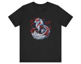 Kitsune Japanese Fox Shirt, Nine-Tailed Fox Shirt, Sakura Tree Shirt, Japanese Clothing, Japanese Fox Clothing