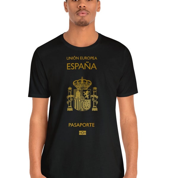 Europameisterschaft 2024 / EM 2024 Spanien Fan T-shirt / Fußball/ Football european cup Spain / rot/ schwarz/weiss mit goldenem Reisepass