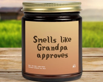 Smells Like Grandpa Approves Candle, Stardew Video Gamer Candle, Stardew Valley Gamer Gift, Stardew Fan Farming Candle Decor Amber Glass Jar