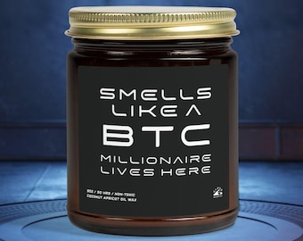 Smells Like A BTC Millionaire Lives Here Candle, Bitcoin Investor Crypto Finance Gift