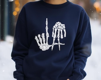Los Angeles Sweatshirt, L.A. Strong Sweater, LA Skeleton Bone Hands Halloween Horror Nights Unisex, Dodgers Fan Gift Dia de los Muertos