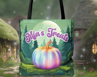 Personalized Pumpkin Trick or Treat Bag, Halloween Tote Bag, Fairytale Princess Tote Bag, Pumpkin Candy Bag, Cinderella Trick or Treat Bag