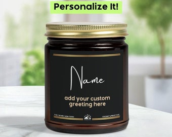 Personalized Greeting Gift Candle, Anniversary Gift Boyfriend Girlfriend Candle, Custom Text Name Message Birthday Candle, Black Gold