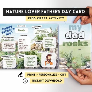 My Dad Rocks Fathers Day Card, Printable Card from Son, Nature Rock Collector Greeting Card, Father's Day Craft, Gift for Dad from Kids